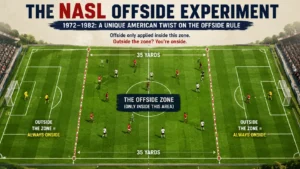 Diagram showing the NASL's American offside rule experiment, part of offside rule changes history